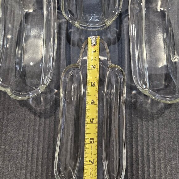 Vintage Indiana Glass Banana Split Dishes, Hot Dog Plates, Boat Dish Set of 4 - Picture 7 of 9